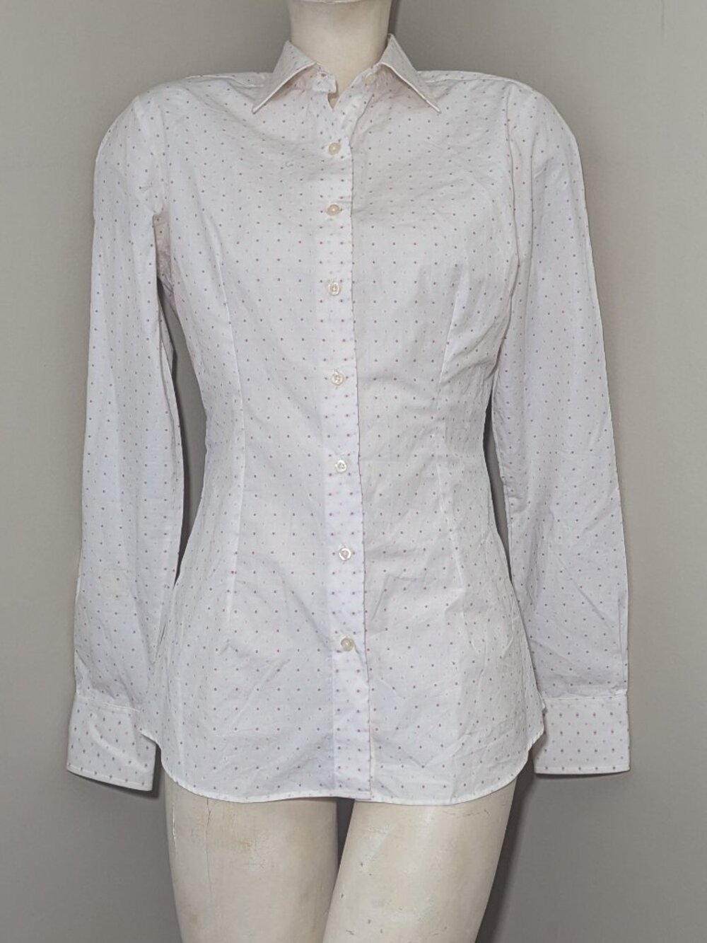​Harry Rosen Sartoria Women’s Tailored Blouse White Pink Size M - Picture 4 of 7